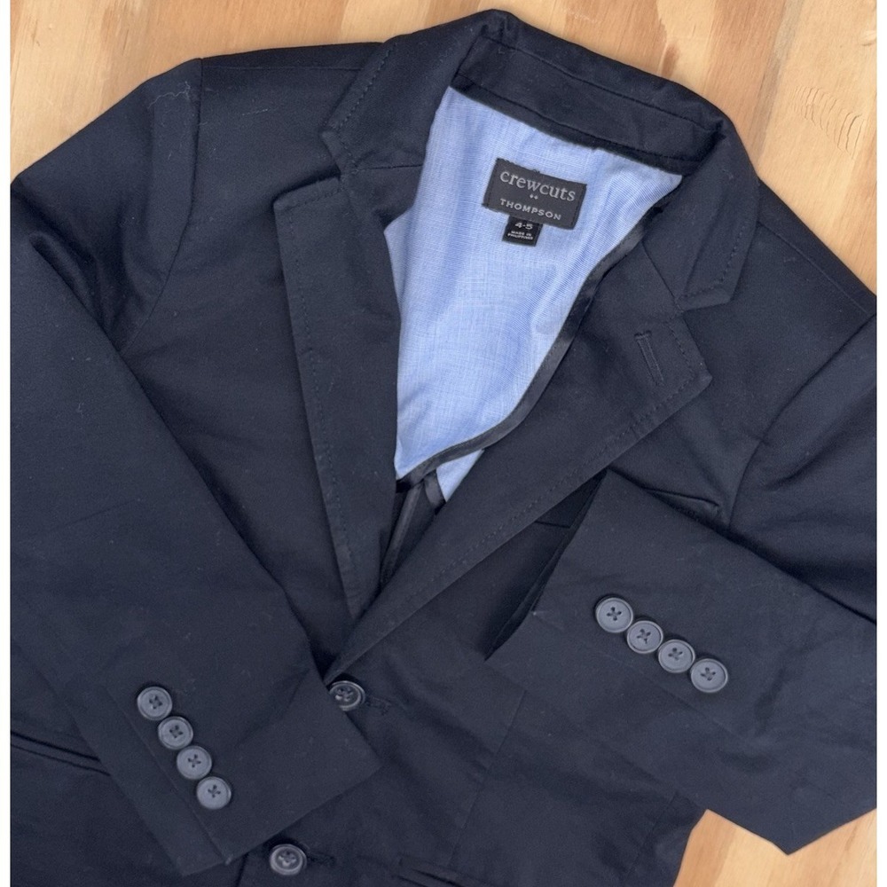 J Crew Crewcuts Thompson Blazer Jacket Boy's 4-5 Black Pockets 2 Front Button
